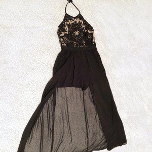 Sequined Halter Romper Dress - SIZE M